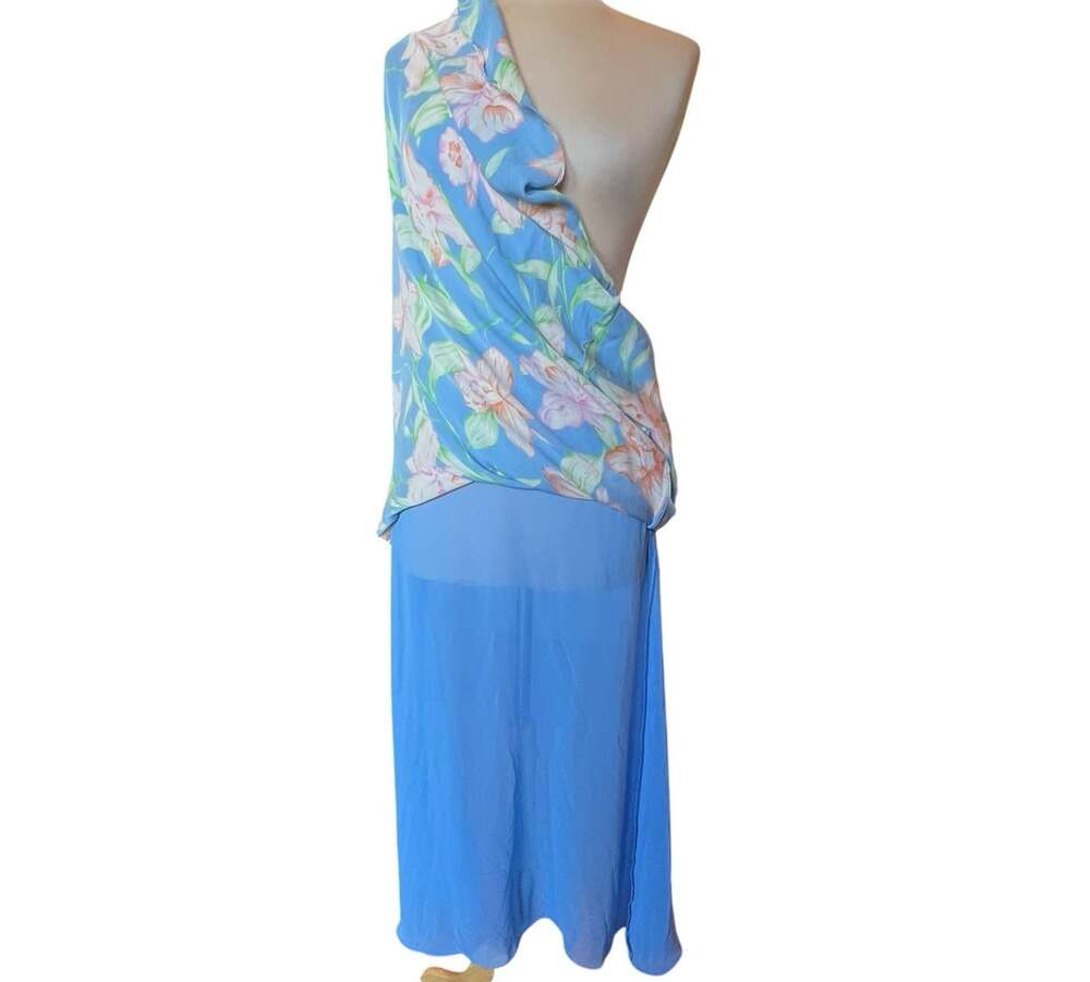 Lauren Ralph Lauren 100% Silk Maxi Skirt Size 10 Blue Floral Print - Picture 7 of 12